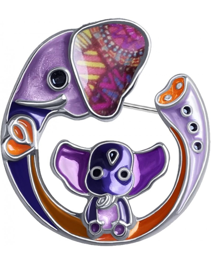 Metal Enamel Shiny Rhinestone Elephant Brooch Elegant Animals Pin Lapel Clothes Scarf Women Teens Jewelry Gift Violet $8.84 B...