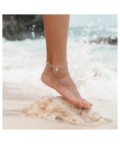 Women Anklets S925 Sterling Silver Dainty Layered Anklet Bracelet Adjustable Multilayer Beach Ankle Bracelet Summer Jewelry f...