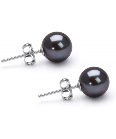 AAAA Black Akoya Cultured Pearl Earrings Stud 14K Gold Settings Earrings Stud for Women - White Gold 4.0mm $41.25 Earrings