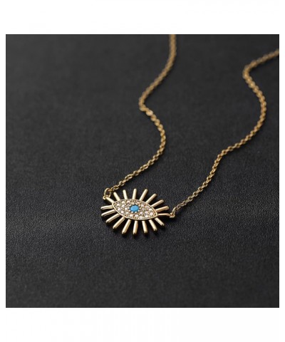 Gold Evil Eye Necklace for Women 18k Gold Plated Turquoise Cubic Zirconia Evil Eye Minimalist Simple Necklace Dainty Gold Cho...