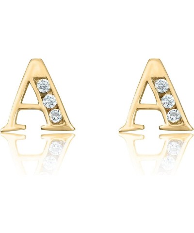 10K Yellow Gold Simulated Diamond CZ Initials Stud Earrings A $36.75 Earrings