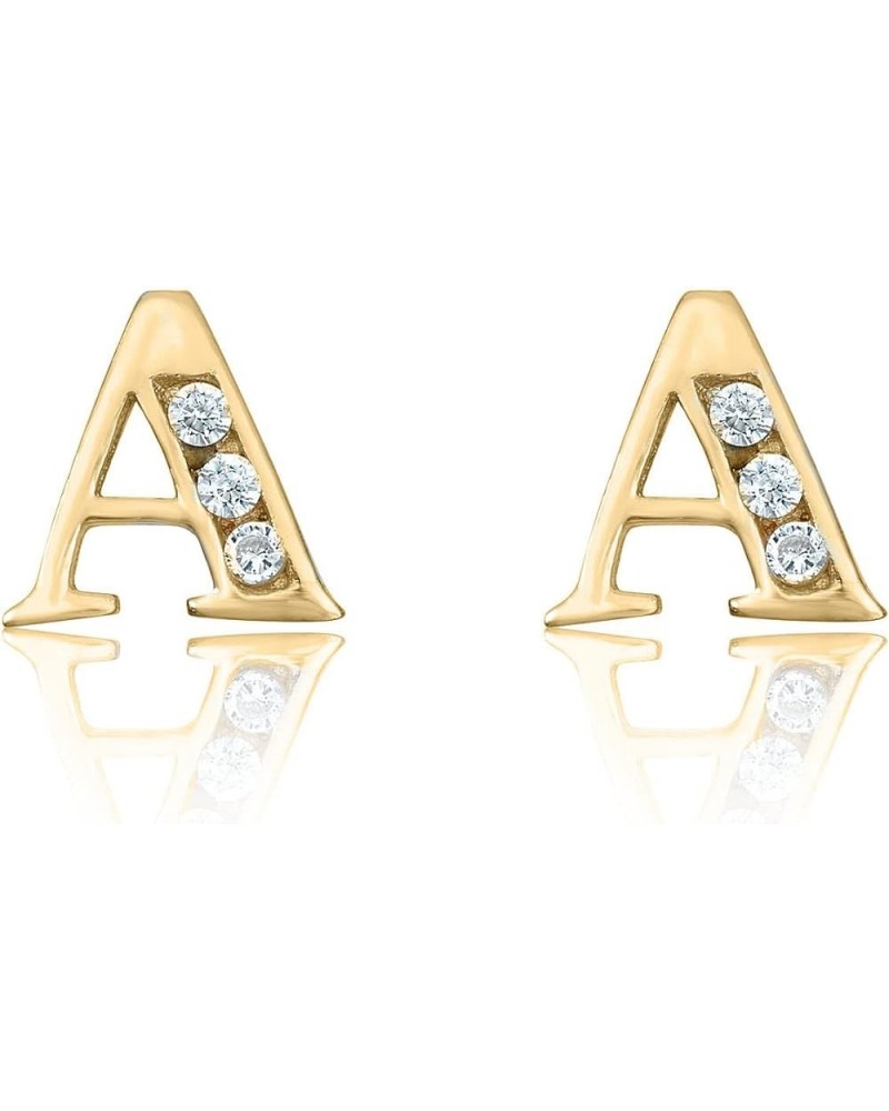 10K Yellow Gold Simulated Diamond CZ Initials Stud Earrings A $36.75 Earrings