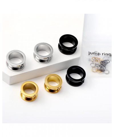 6 PCS 6mm-25mm Hypoallergenic 316 Stainless Steel Hot Silver Gold Black Ear Piercing Tunnels for Dangles DIY Ear Gauges Weddi...