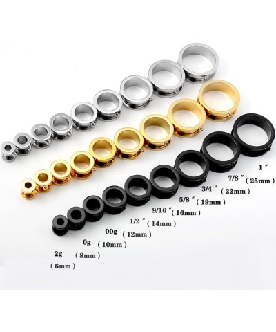 6 PCS 6mm-25mm Hypoallergenic 316 Stainless Steel Hot Silver Gold Black Ear Piercing Tunnels for Dangles DIY Ear Gauges Weddi...