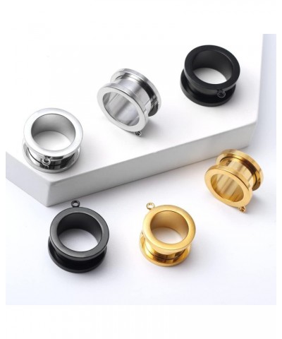 6 PCS 6mm-25mm Hypoallergenic 316 Stainless Steel Hot Silver Gold Black Ear Piercing Tunnels for Dangles DIY Ear Gauges Weddi...