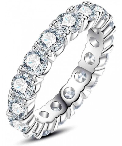 14K White Gold Plated Cubic Zirconia Eternity Ring | 4.0mm CZ Eternity Band | Wedding Band Ring For Women $15.19 Others