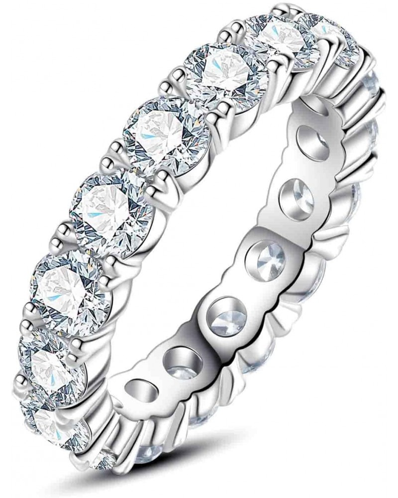 14K White Gold Plated Cubic Zirconia Eternity Ring | 4.0mm CZ Eternity Band | Wedding Band Ring For Women $15.19 Others