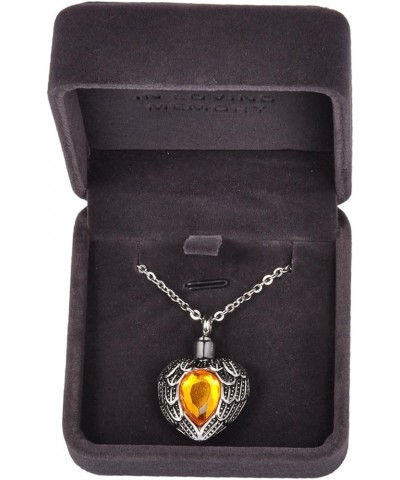 Angel Wing Birthstone Memorial Urn Necklace Cremation Jewelry with Personalized Engraving Tawny(November) $16.23 Necklaces