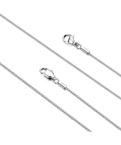 2 Pcs Stainless Steel 1mm Round Snake Chain Box Chain Necklace Super Thin & Strong,16-30 Inch 22 Inches $12.31 Necklaces