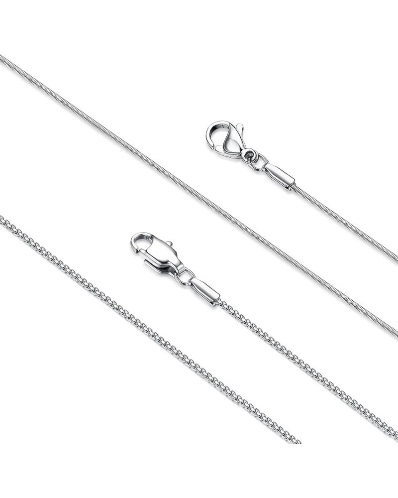 2 Pcs Stainless Steel 1mm Round Snake Chain Box Chain Necklace Super Thin & Strong,16-30 Inch 22 Inches $12.31 Necklaces