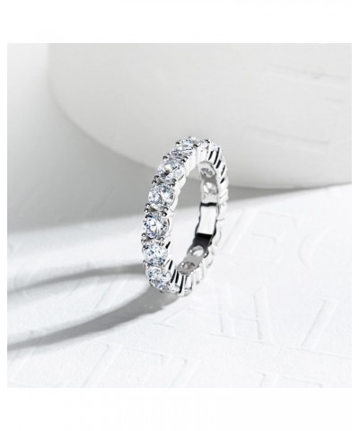 14K White Gold Plated Cubic Zirconia Eternity Ring | 4.0mm CZ Eternity Band | Wedding Band Ring For Women $15.19 Others