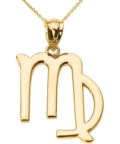 10K Yellow Gold Zodiac Astrological Sign Charm Personalized Pendant Necklace - Choice of Symbol & Chain Length 22" Virgo: Aug...