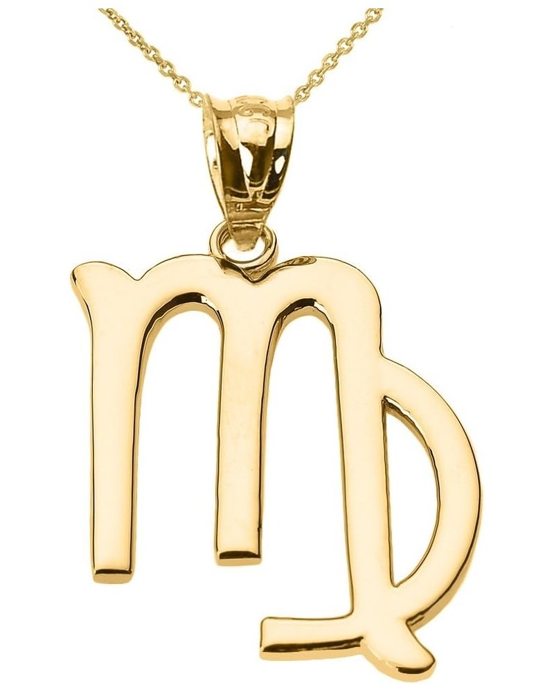 10K Yellow Gold Zodiac Astrological Sign Charm Personalized Pendant Necklace - Choice of Symbol & Chain Length 22" Virgo: Aug...