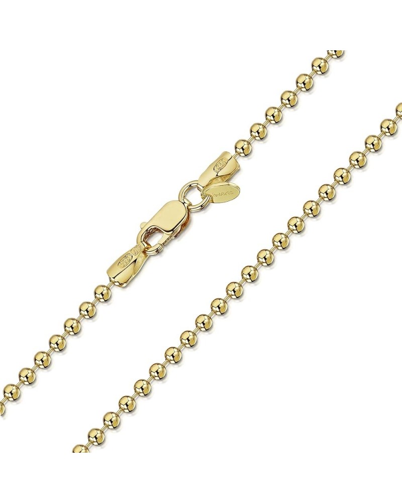 18K Gold Plated on Sterling Silver 2 mm Ball Chain Necklace Various Styles 20 inch / 50 cm $18.26 Necklaces