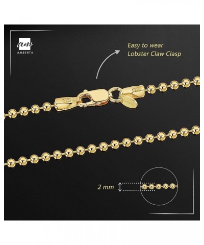 18K Gold Plated on Sterling Silver 2 mm Ball Chain Necklace Various Styles 20 inch / 50 cm $18.26 Necklaces