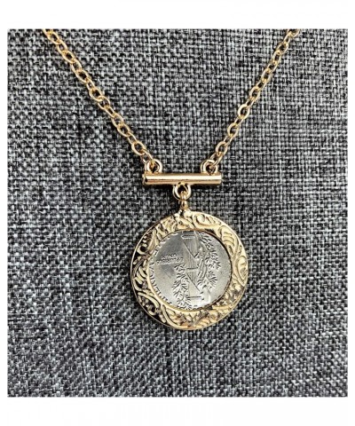 Mercury Dime Coin Pendant Bar Necklace | Goldtone Flat Cable | 18 Inch 3 Inch Extender with Lobster Claw Clasp | Certificate ...