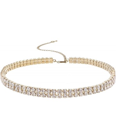 Choker Necklace for Women - Rhinestone Choker Necklace Crystal Choker Jewelry Chain 20s Accessories (Gold) Gold $5.59 Necklaces