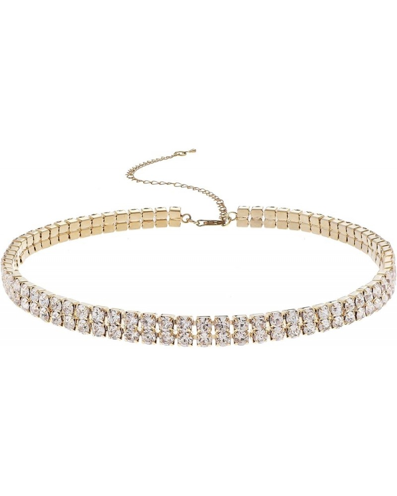 Choker Necklace for Women - Rhinestone Choker Necklace Crystal Choker Jewelry Chain 20s Accessories (Gold) Gold $5.59 Necklaces