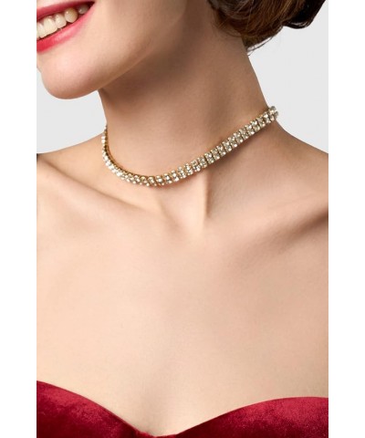 Choker Necklace for Women - Rhinestone Choker Necklace Crystal Choker Jewelry Chain 20s Accessories (Gold) Gold $5.59 Necklaces