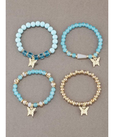 4pcs Set Bohemian Butterfly Healing Crystal Bracelets For Women Gold Crystal Beaded Stackable Stretch Bracelet Multilayer Col...