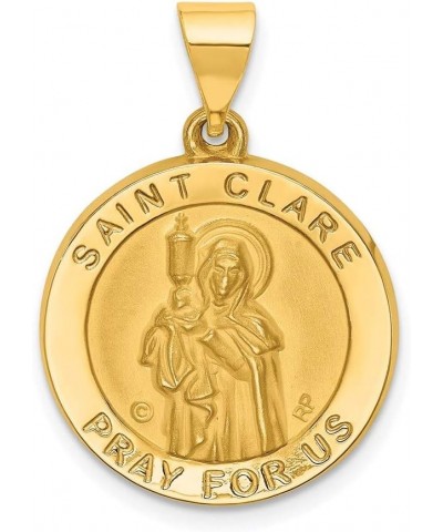 Charm Pendant 14K Yellow Gold Themed 19 mm Polished & Satin St. Clare Hollow Medal $89.08 Pendants