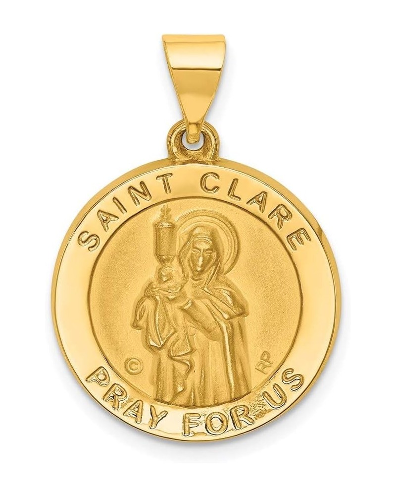 Charm Pendant 14K Yellow Gold Themed 19 mm Polished & Satin St. Clare Hollow Medal $89.08 Pendants