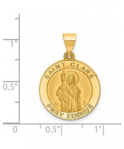 Charm Pendant 14K Yellow Gold Themed 19 mm Polished & Satin St. Clare Hollow Medal $89.08 Pendants