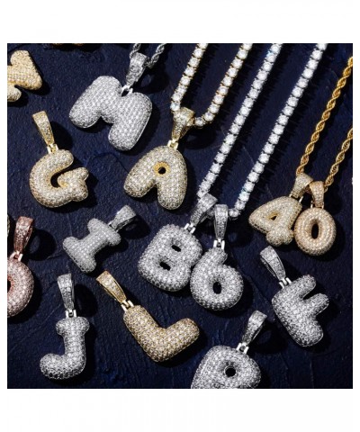 Stainless Steel Iced Out Letter Necklace A-Z 26 Capital Initial Alphabet Name Necklace Rope Chain for Women Men Girl Gold Sil...