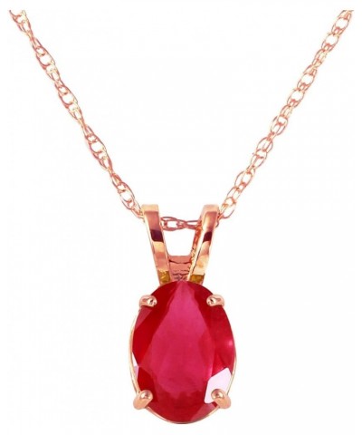 1 ct 14k Solid Rose Gold Necklace Oval-shaped Ruby Pendant 14.0 Inches $91.75 Necklaces