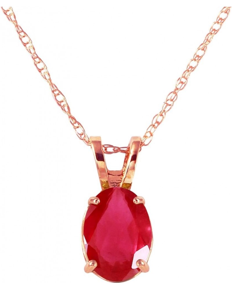 1 ct 14k Solid Rose Gold Necklace Oval-shaped Ruby Pendant 14.0 Inches $91.75 Necklaces