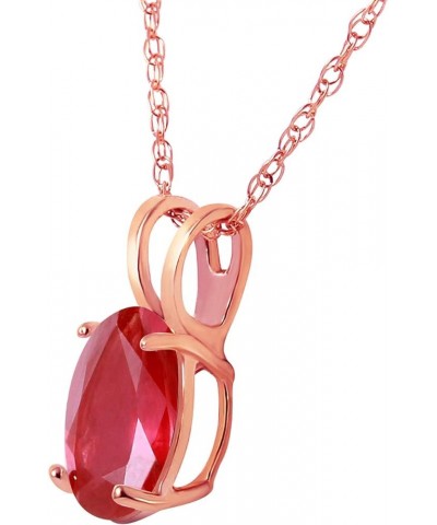 1 ct 14k Solid Rose Gold Necklace Oval-shaped Ruby Pendant 14.0 Inches $91.75 Necklaces