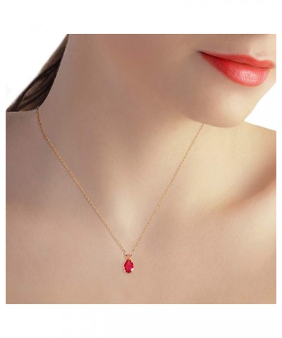 1 ct 14k Solid Rose Gold Necklace Oval-shaped Ruby Pendant 14.0 Inches $91.75 Necklaces