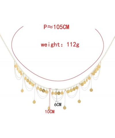 Gold Silver Coin Pendant Waist Chain Tassel Layered Chain Belt Waist Jewelry for Women Girls Gold $7.27 Body Jewelry