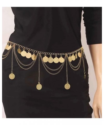 Gold Silver Coin Pendant Waist Chain Tassel Layered Chain Belt Waist Jewelry for Women Girls Gold $7.27 Body Jewelry