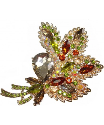 Woman's Vintage Brown Rhinestone Crystal Flower Leaf Pendant Brooch Pin $10.56 Brooches & Pins