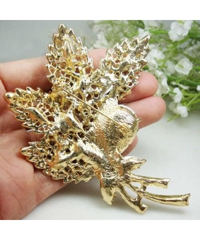 Woman's Vintage Brown Rhinestone Crystal Flower Leaf Pendant Brooch Pin $10.56 Brooches & Pins