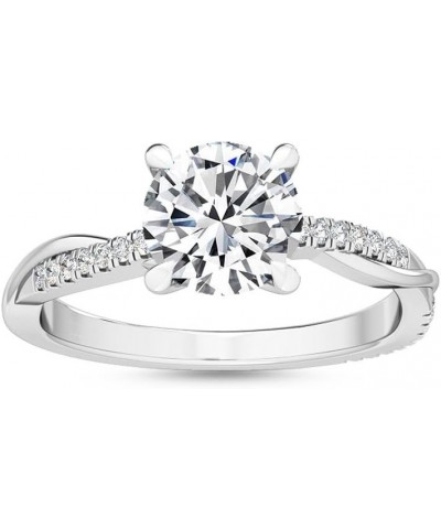 1-5 Carat (ctw) White Gold Round Cut LAB GROWN Diamond Side Stone Engagement Ring (Color E-F Clarity VS2-SI1) 4.5 Platinum $1...