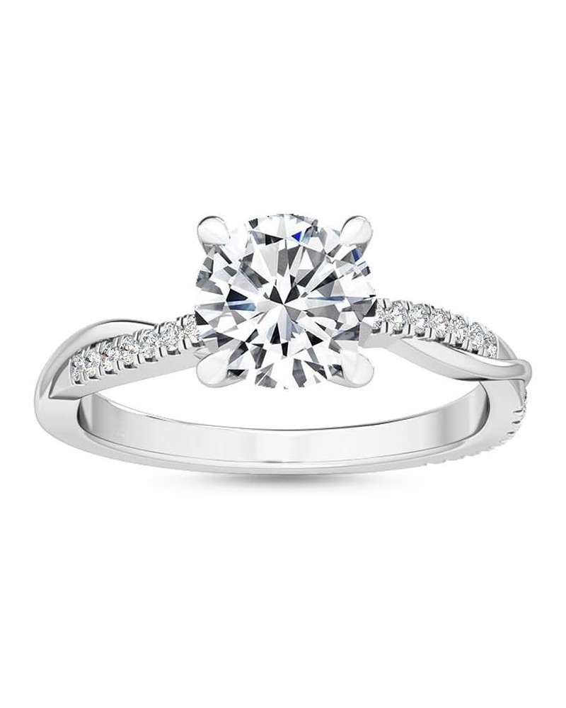 1-5 Carat (ctw) White Gold Round Cut LAB GROWN Diamond Side Stone Engagement Ring (Color E-F Clarity VS2-SI1) 4.5 Platinum $1...