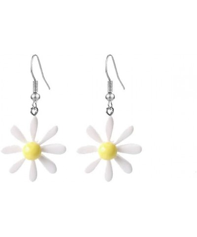 Daisy Sunflower Earrings for Women Handmade Resin Sunflower Dangle Earrings White Daisy Flower $5.82 Earrings