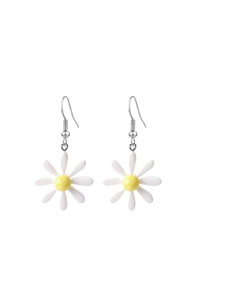 Daisy Sunflower Earrings for Women Handmade Resin Sunflower Dangle Earrings White Daisy Flower $5.82 Earrings