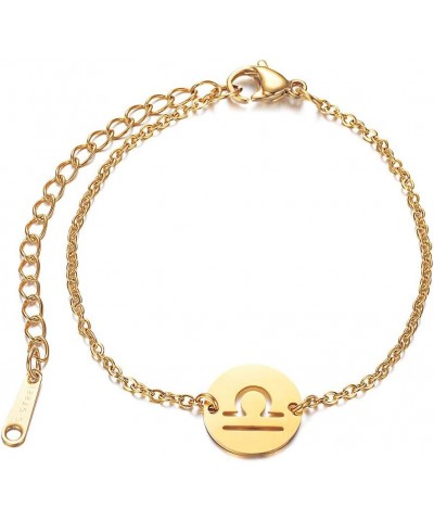 Stainless Steel Gold Plated Zodiac, Constellation, Horoscope, Disc Anklet, Ankle Bracelet Libra, Gold $11.39 Anklets