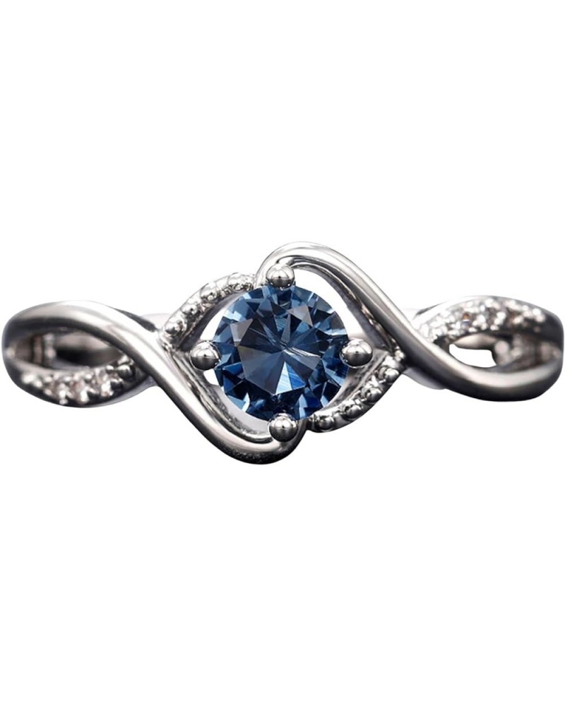 925 Sterling Silver Plated Round Blue Cubic Zirconia Infinity Wedding Band Ring Engagement Ring for Women Blue $4.31 Rings