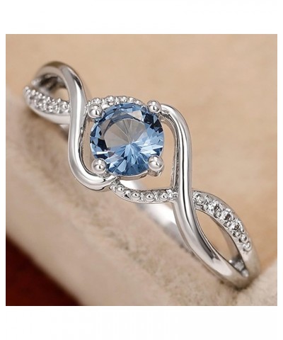 925 Sterling Silver Plated Round Blue Cubic Zirconia Infinity Wedding Band Ring Engagement Ring for Women Blue $4.31 Rings