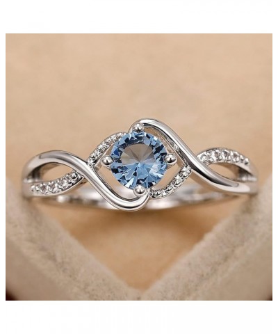 925 Sterling Silver Plated Round Blue Cubic Zirconia Infinity Wedding Band Ring Engagement Ring for Women Blue $4.31 Rings