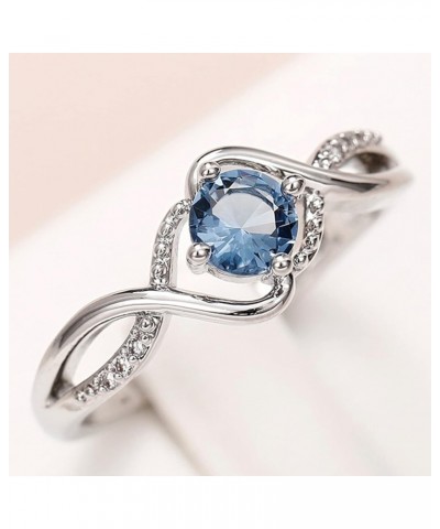 925 Sterling Silver Plated Round Blue Cubic Zirconia Infinity Wedding Band Ring Engagement Ring for Women Blue $4.31 Rings