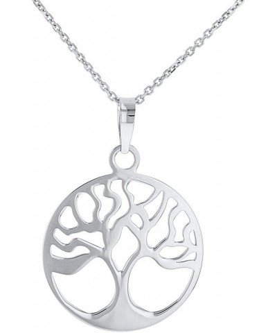 Solid 14k White Gold Tree of Life Disk Chain Pendant Necklace 18 Inches $51.15 Necklaces