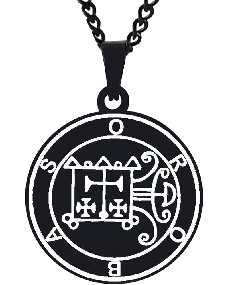 Laser Engraved Demon Orobas Goetic Seal Lesser Key of King Solomon Stainless Steel Pendant Trendy Necklace large 35mm(stainle...