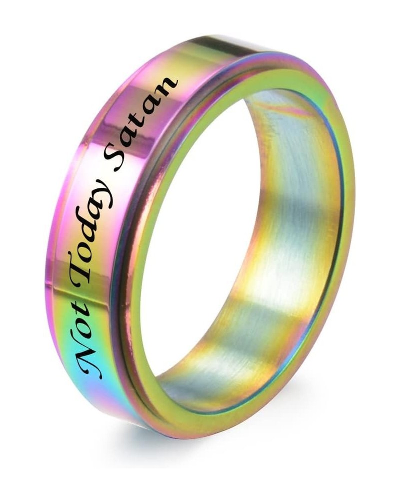 SHNIAN Titanium Steel Colourful Fashion Ring Motivational Band Stress Relief for Women Men Anxiety Relief Inspirational Rotat...