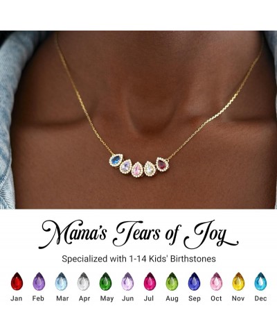 Personalized Mama Necklace with 1-14 Teardrop Birthstones, Mom Necklace for Women, Birthday Gifts for Mom, Custom Mothers Nec...