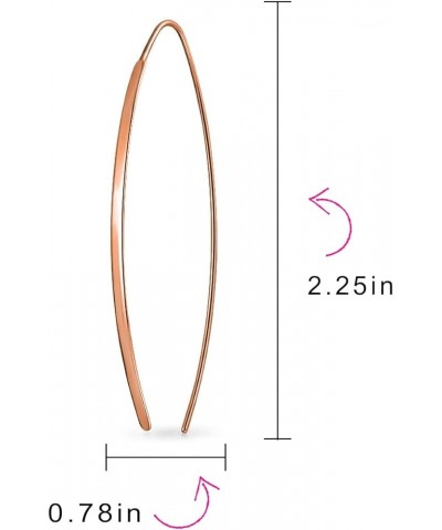 Delicate Minimalist Modern Long Thin Line Linear Threader Earrings For Women Teen Rose Gold Plated .925 Sterling Silver Rose ...